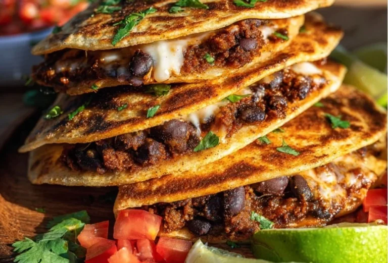 Crispy black bean tacos topped with fresh vegetables and sauces