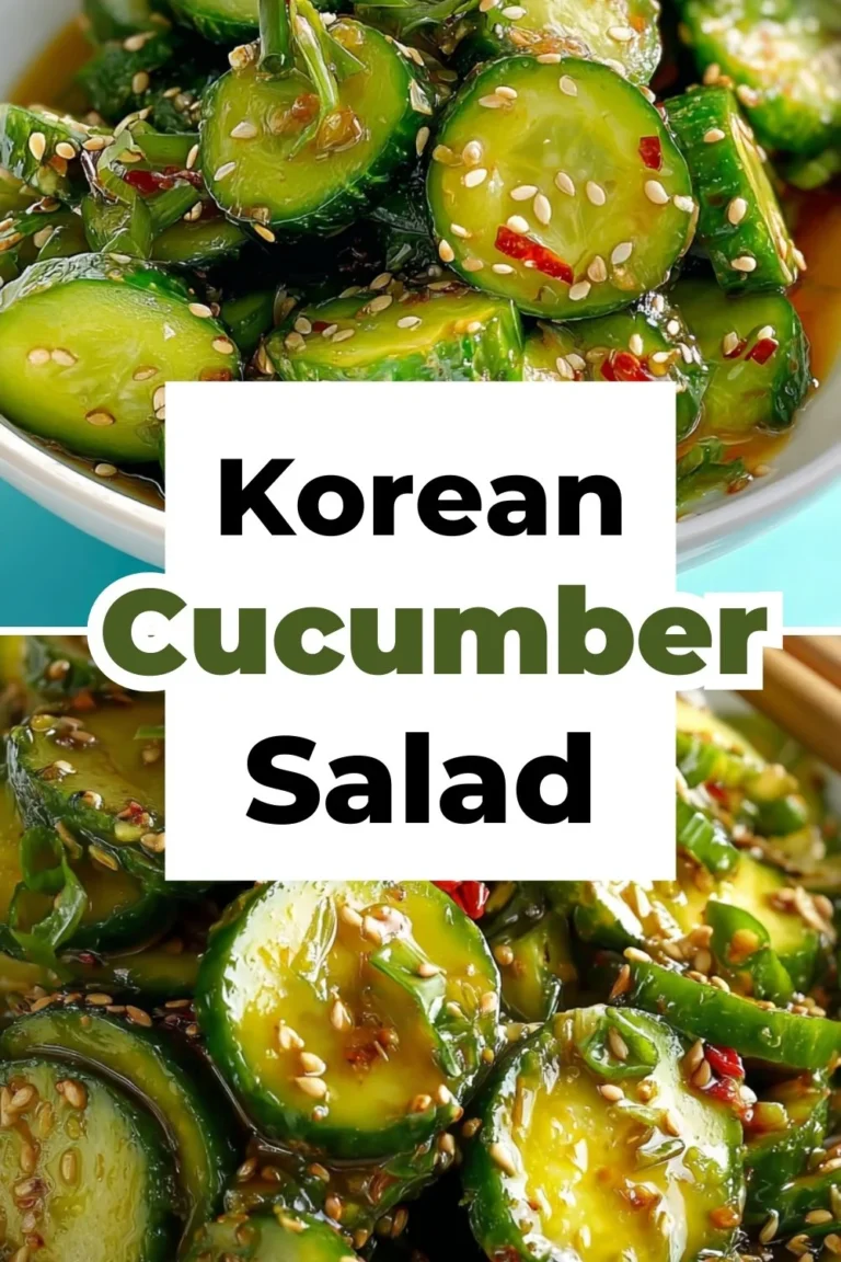 Fresh Korean Cucumber Salad in a bowl with sesame seeds and chili flakes