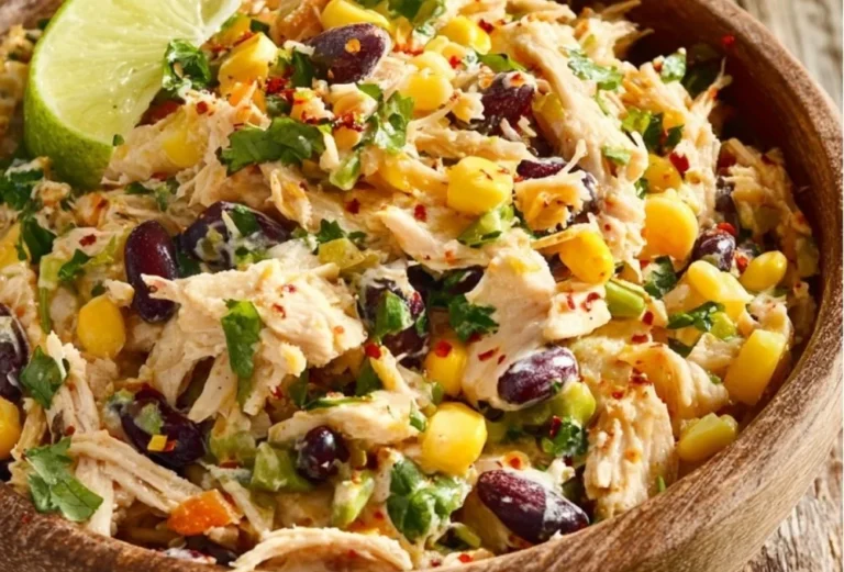 Colorful Southwest Chicken Salad with grilled chicken, veggies, and dressing