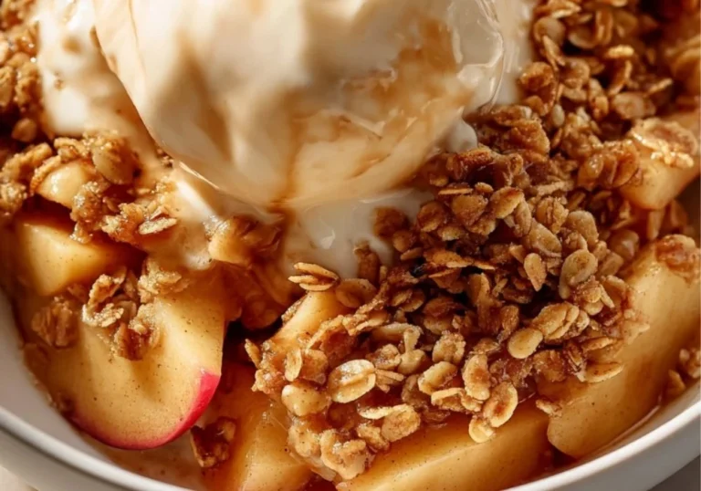 30-Minute High Protein Apple Crisp topped with oats and nuts