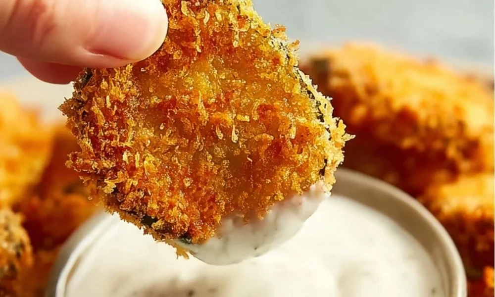 Delicious air fryer fried pickles served with dipping sauce