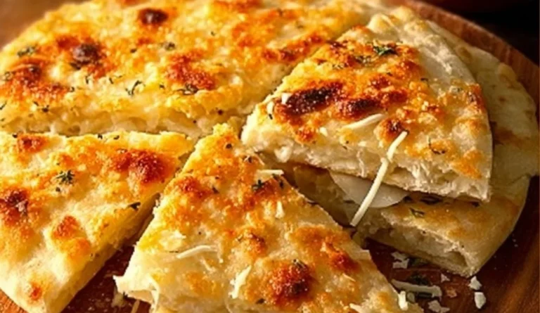 Delicious Air Fryer Garlic Bread served on a platter with herbs.