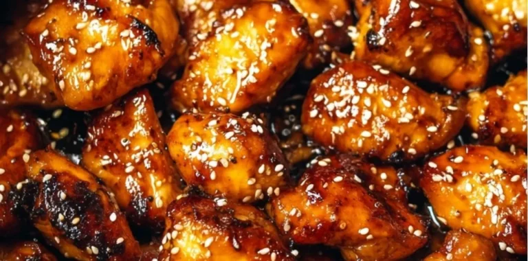 Juicy Air Fryer Teriyaki Chicken garnished with sesame seeds and green onions.