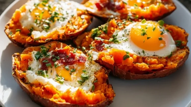 Breakfast sweet potato served with toppings for a healthy morning meal