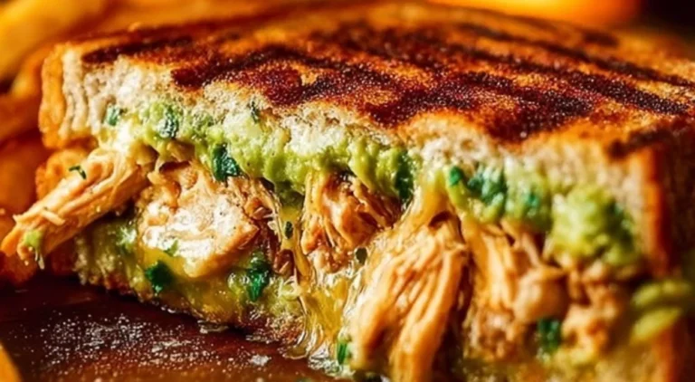 Delicious Chicken Avocado Melt Sandwich with fresh ingredients and melted cheese.