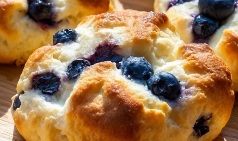 Cottage Cheese Blueberry Cloud Bread fresh on a plate