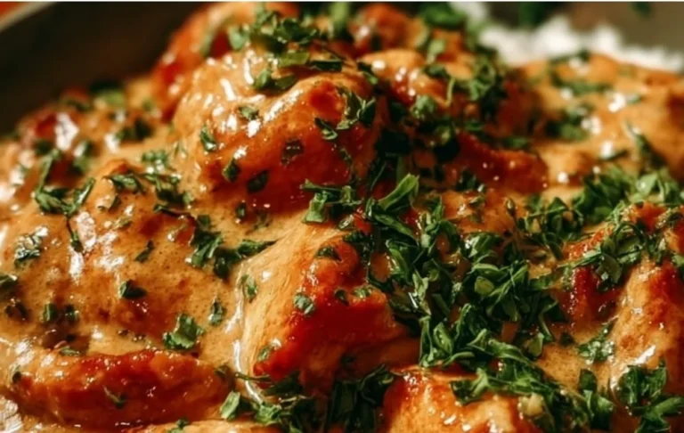 Creamy chicken and rice dish served in a bowl
