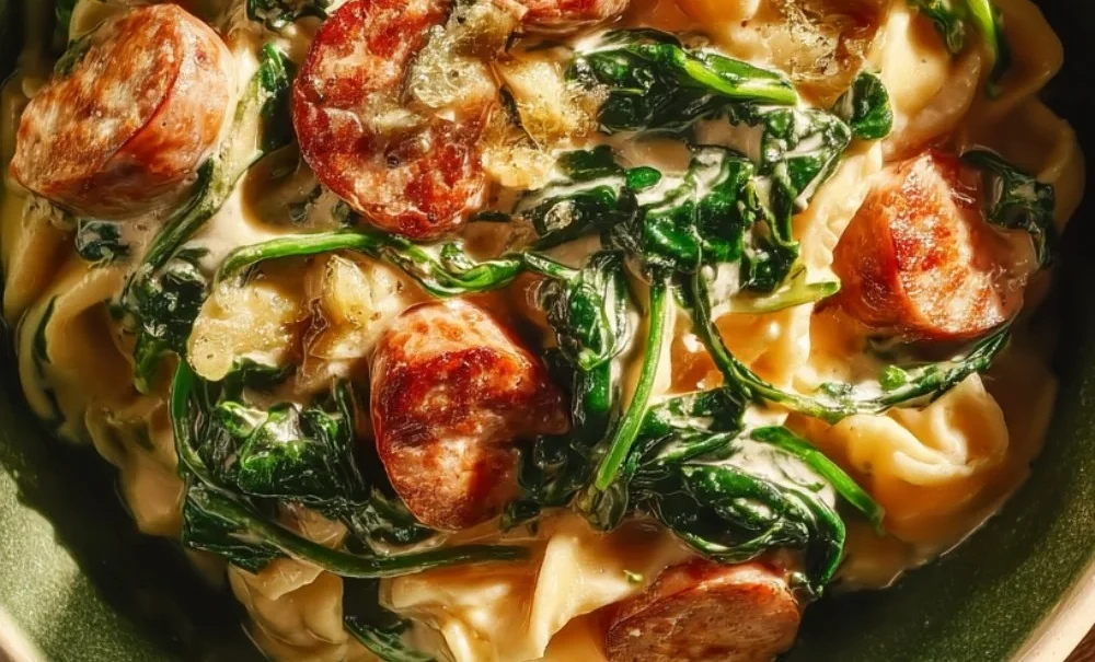 Creamy protein-packed pasta bowl with fresh ingredients