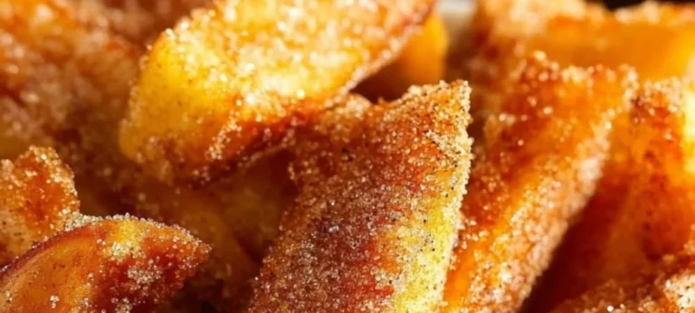Crispy air fryer apple fries served on a plate