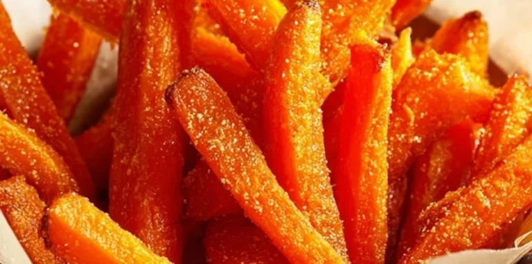 Crispy air fryer carrot fries served in a bowl, garnished with herbs.