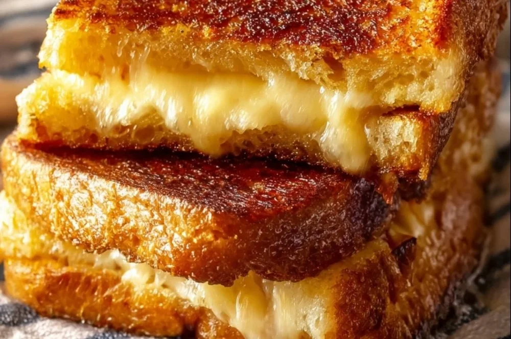 Delicious easy air fryer grilled cheese sandwich with melted cheese