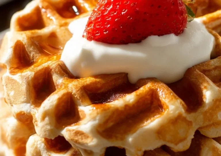 Delicious and nutritious protein waffles stacked with toppings