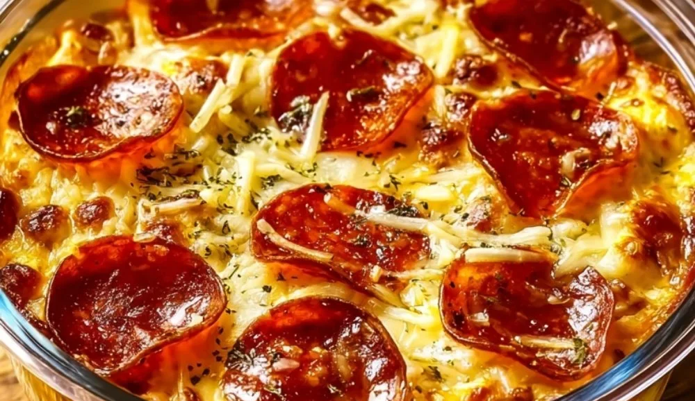 High protein cottage cheese pizza bowl topped with fresh ingredients