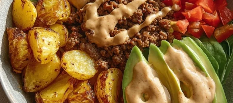 Healthy protein burger topped with fresh vegetables and served on a plate
