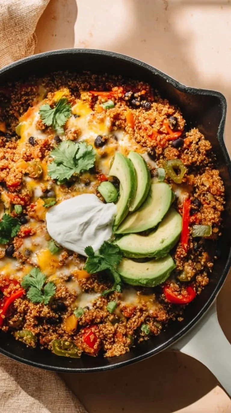 High-fiber high-protein vegetarian taco skillet made with fresh ingredients