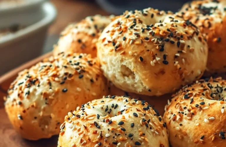 High-protein bagel bites filled with cheese and herbs on a plate