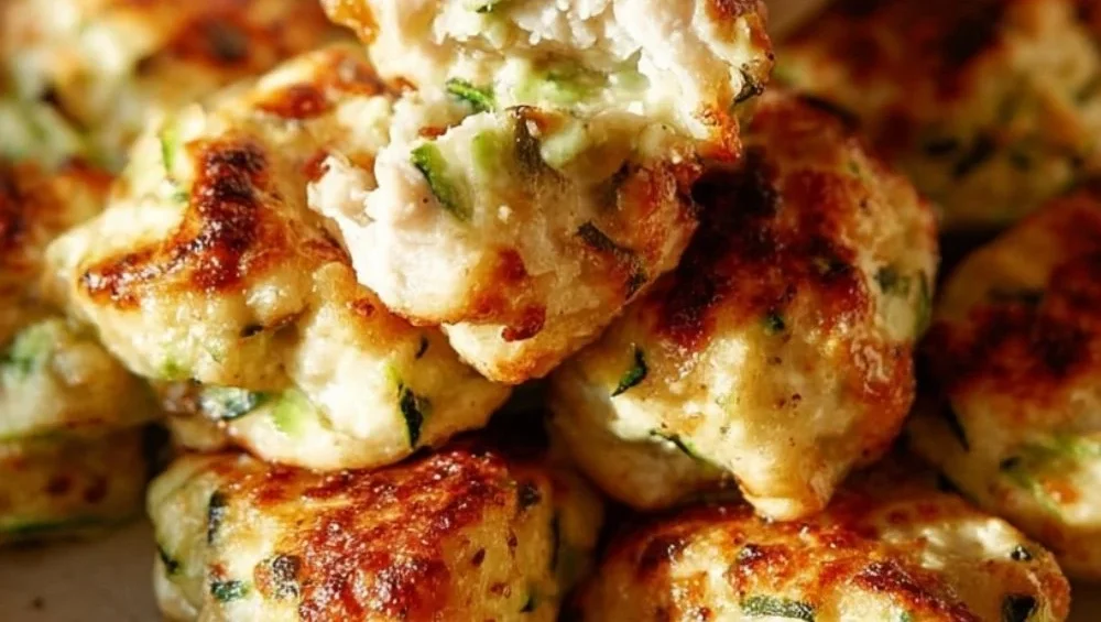 High protein chicken zucchini poppers served on a plate