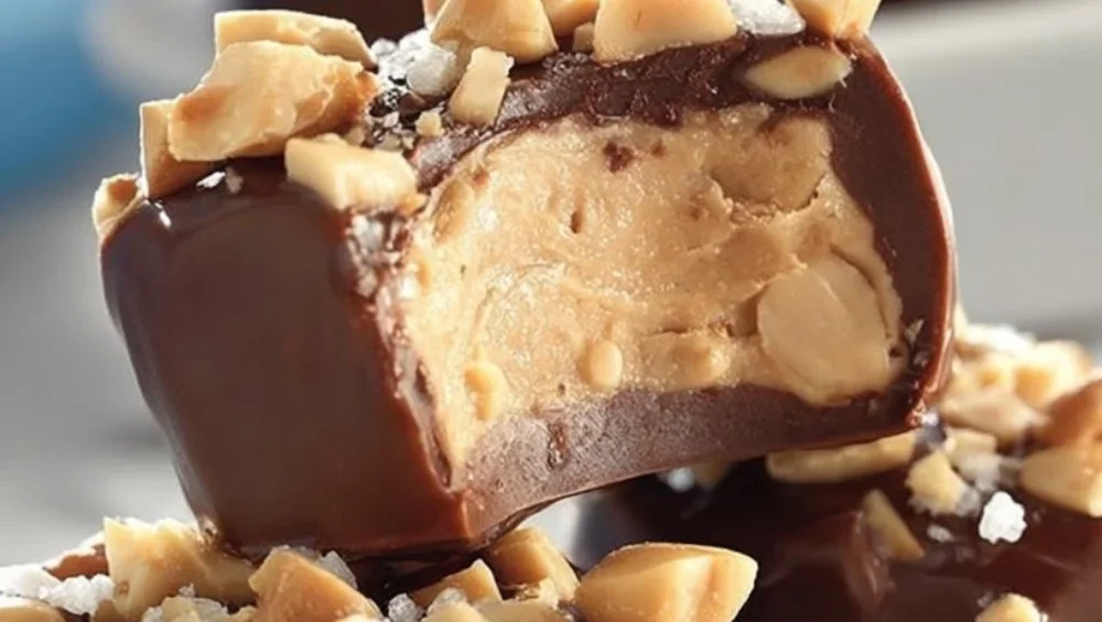 High protein frozen peanut butter Greek yogurt bites on a plate