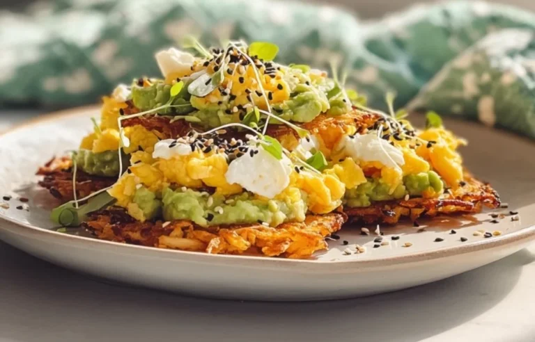 Delicious loaded hash browns topped with cheese, bacon, and green onions