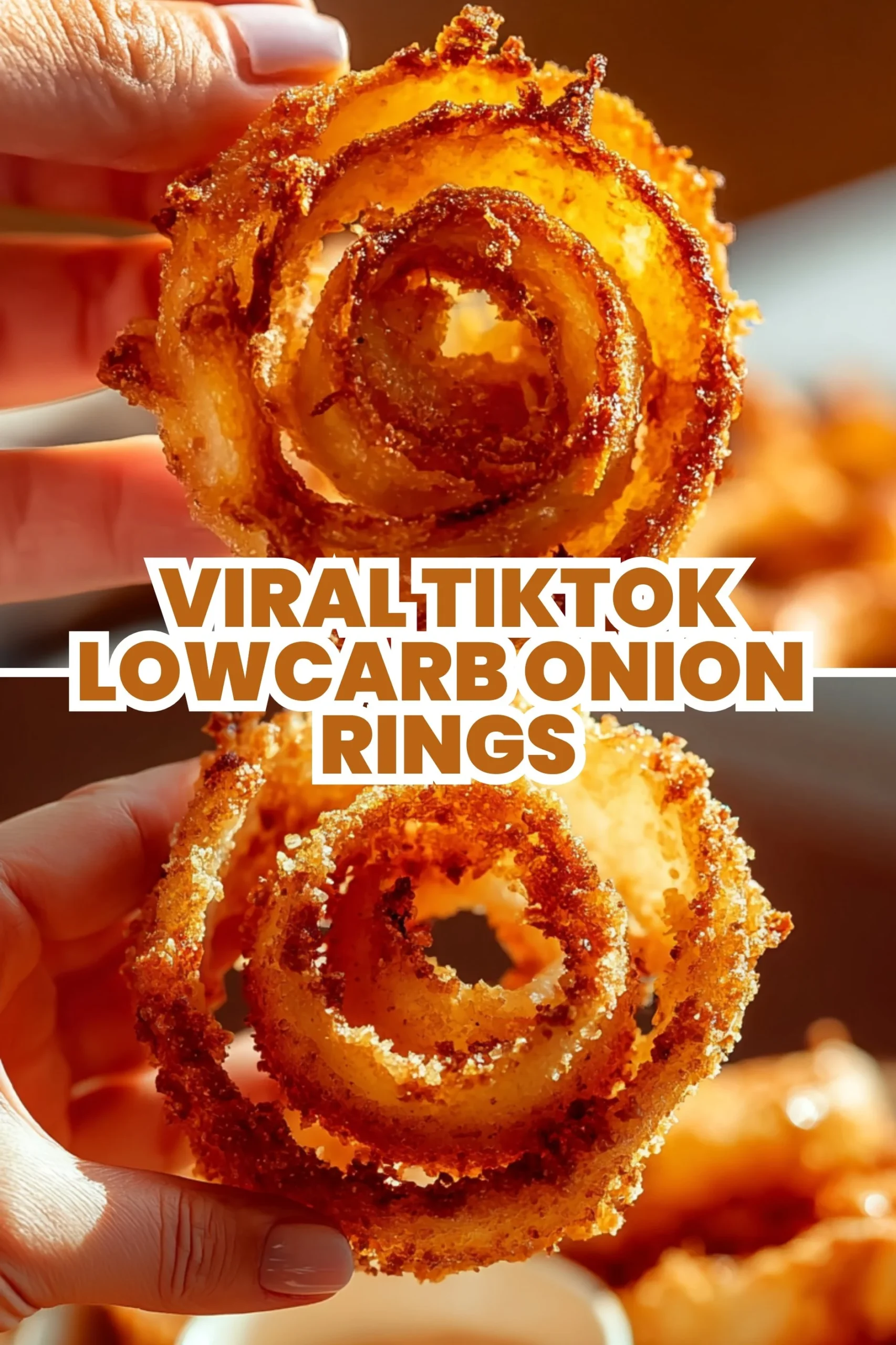 Low-carb baked onion rings served on a plate
