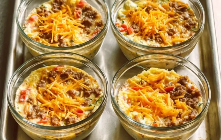 Colorful meal prep breakfast bowls filled with healthy ingredients