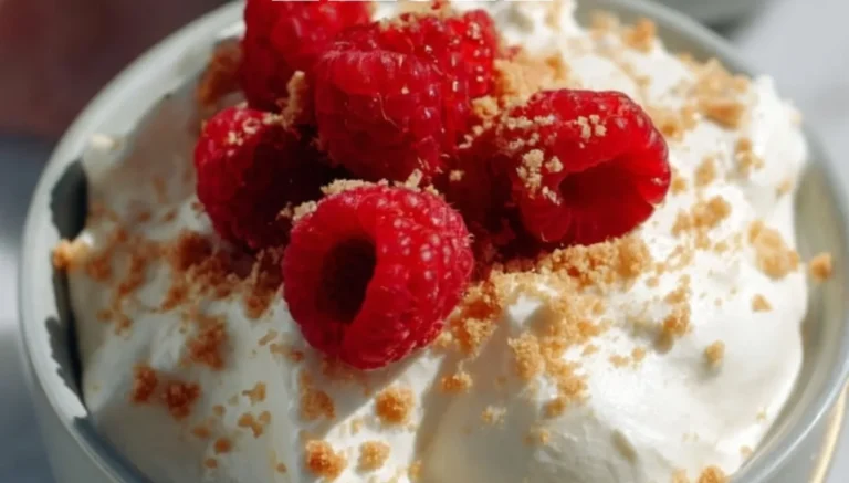 No-Bake High-Protein Cheesecake Fluff dessert in a bowl