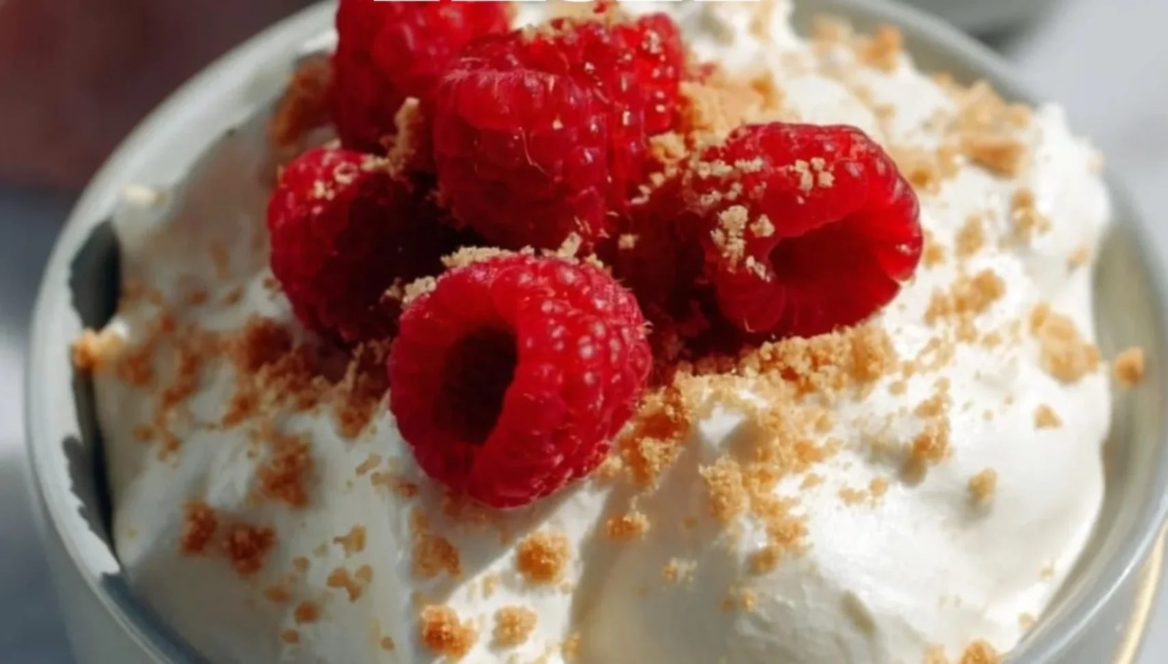 No-Bake High-Protein Cheesecake Fluff dessert in a bowl