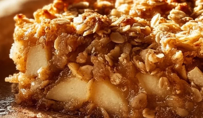 Oatmeal apple breakfast bake served in a dish with apples and cinnamon