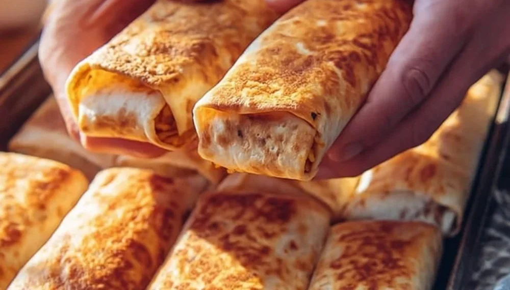 Sheet Pan Breakfast Burritos packed with eggs, cheese, and veggies for an easy breakfast