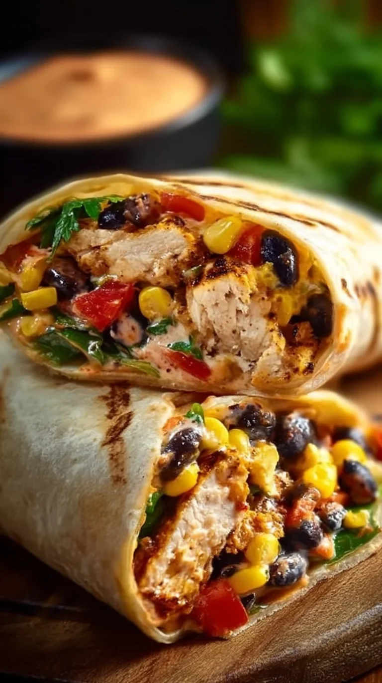 Delicious Southwest chicken wrap filled with fresh ingredients and bold flavors