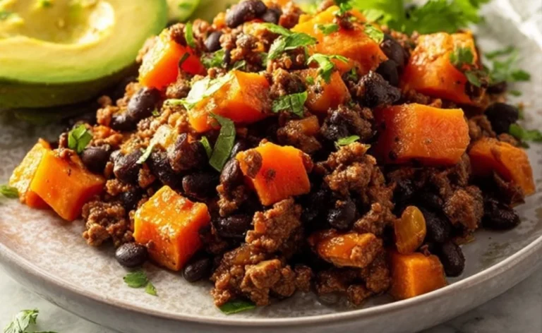 Delicious Southwestern ground beef sweet potato skillet dish