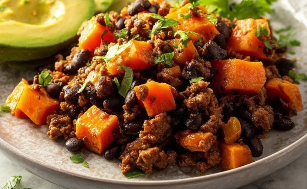 Delicious Southwestern ground beef sweet potato skillet dish