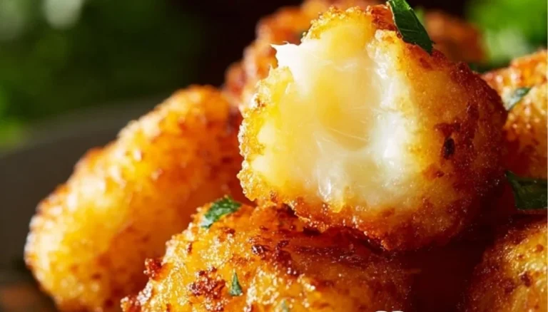 Delicious two-ingredient cottage cheese tots stacked on a plate