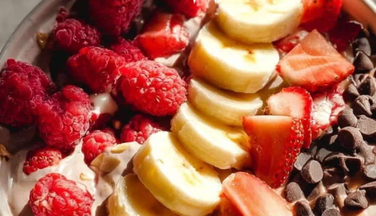 Delicious yogurt bowl topped with fresh fruits and granola