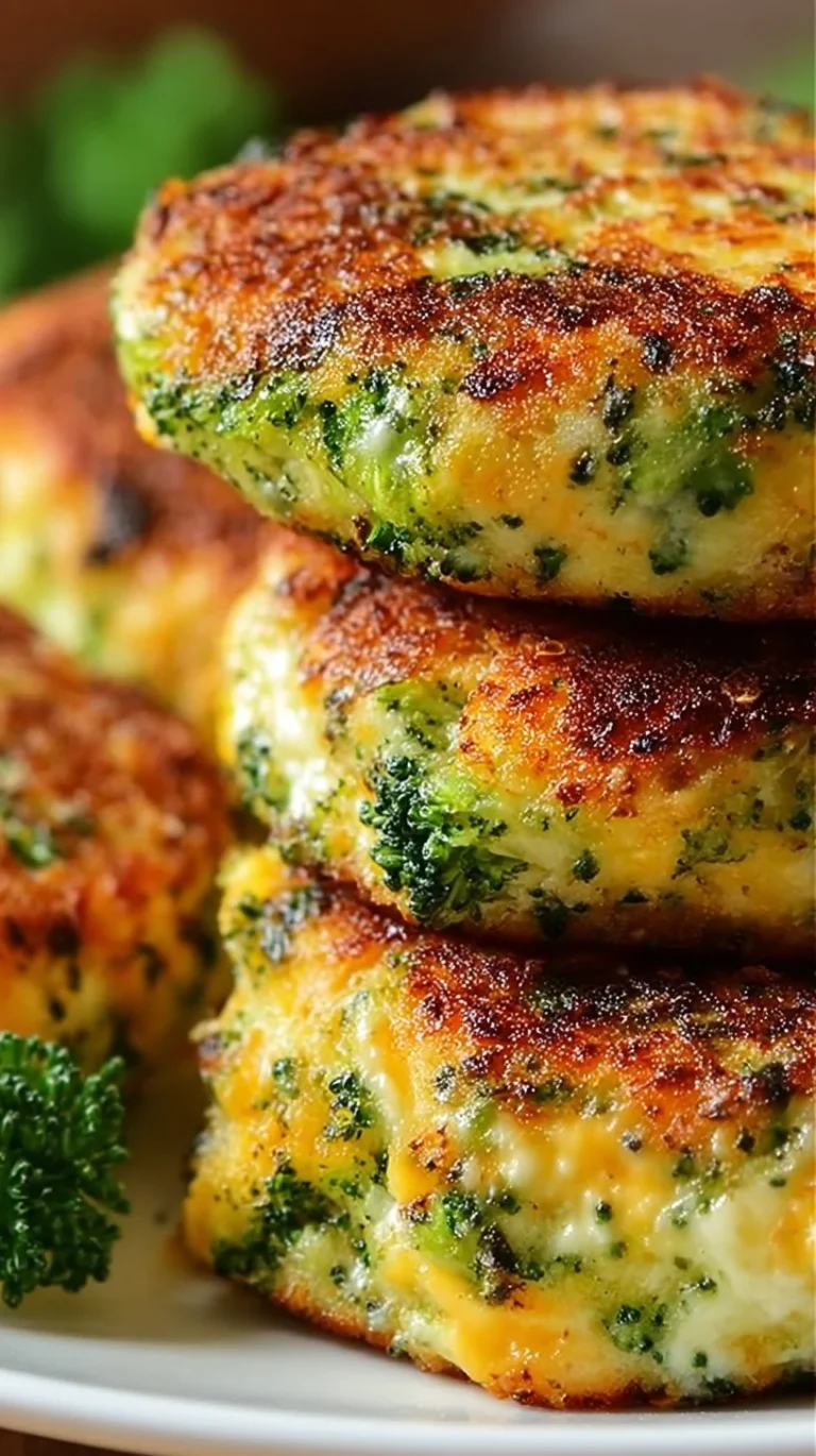 Crispy broccoli cheese patties served on a plate.