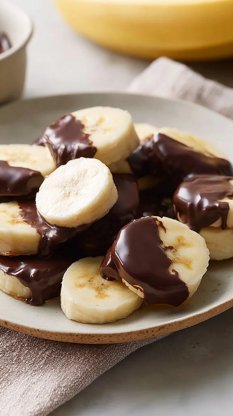 Chocolate Peanut Butter Banana Bites served on a plate