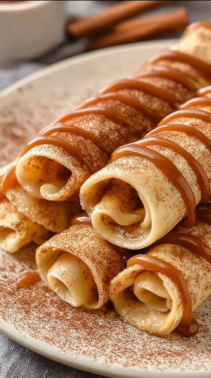 Cinnamon roll protein crepes topped with cream and cinnamon sugar