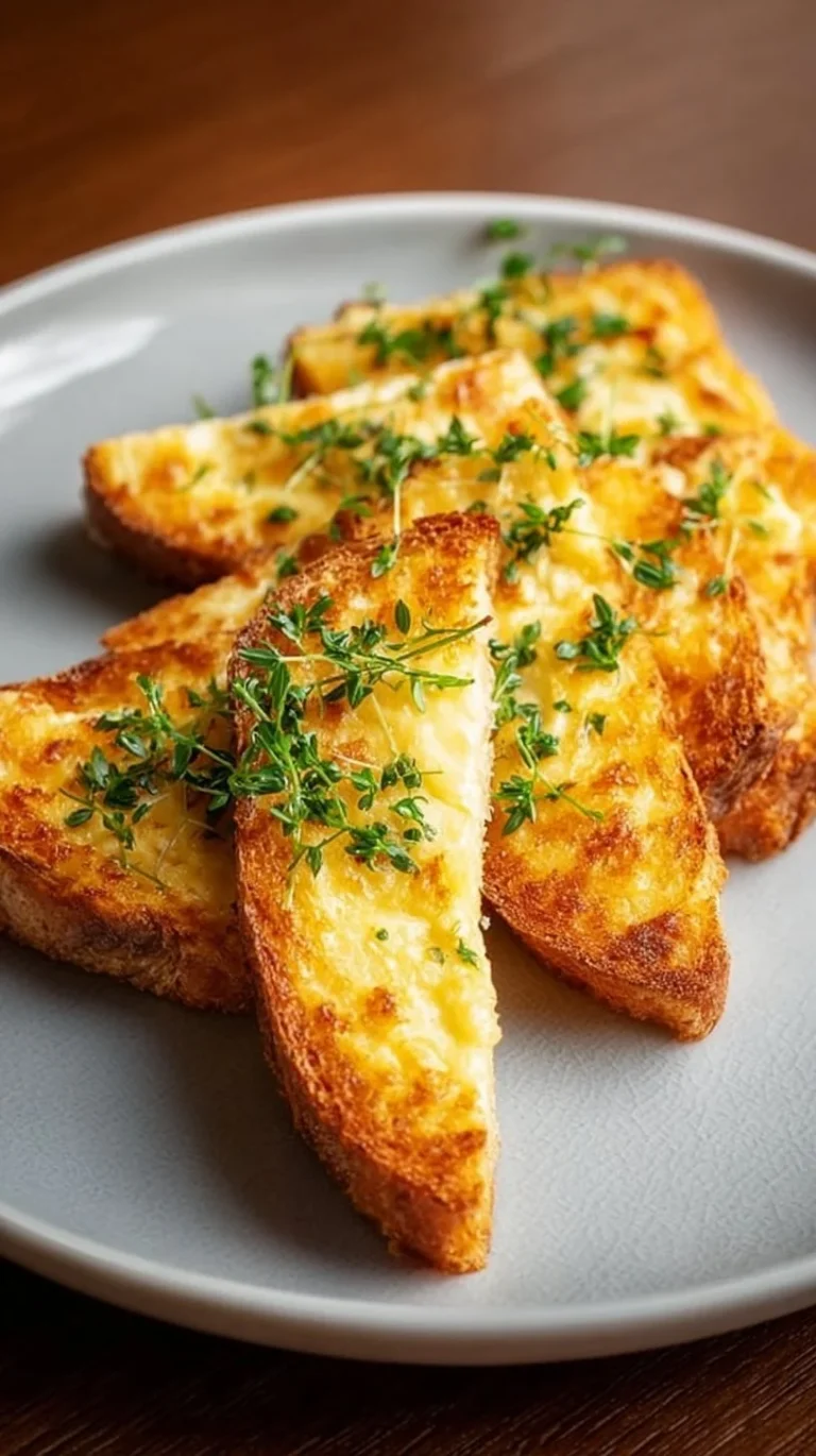 Crispy egg and cheese toasts served on a plate.