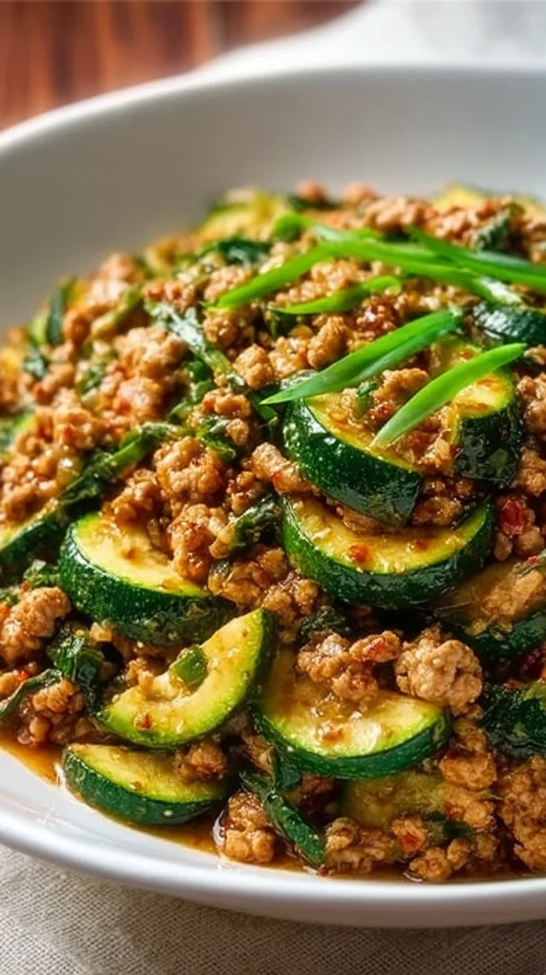 Ground Turkey and Zucchini Skillet dish served in a pan