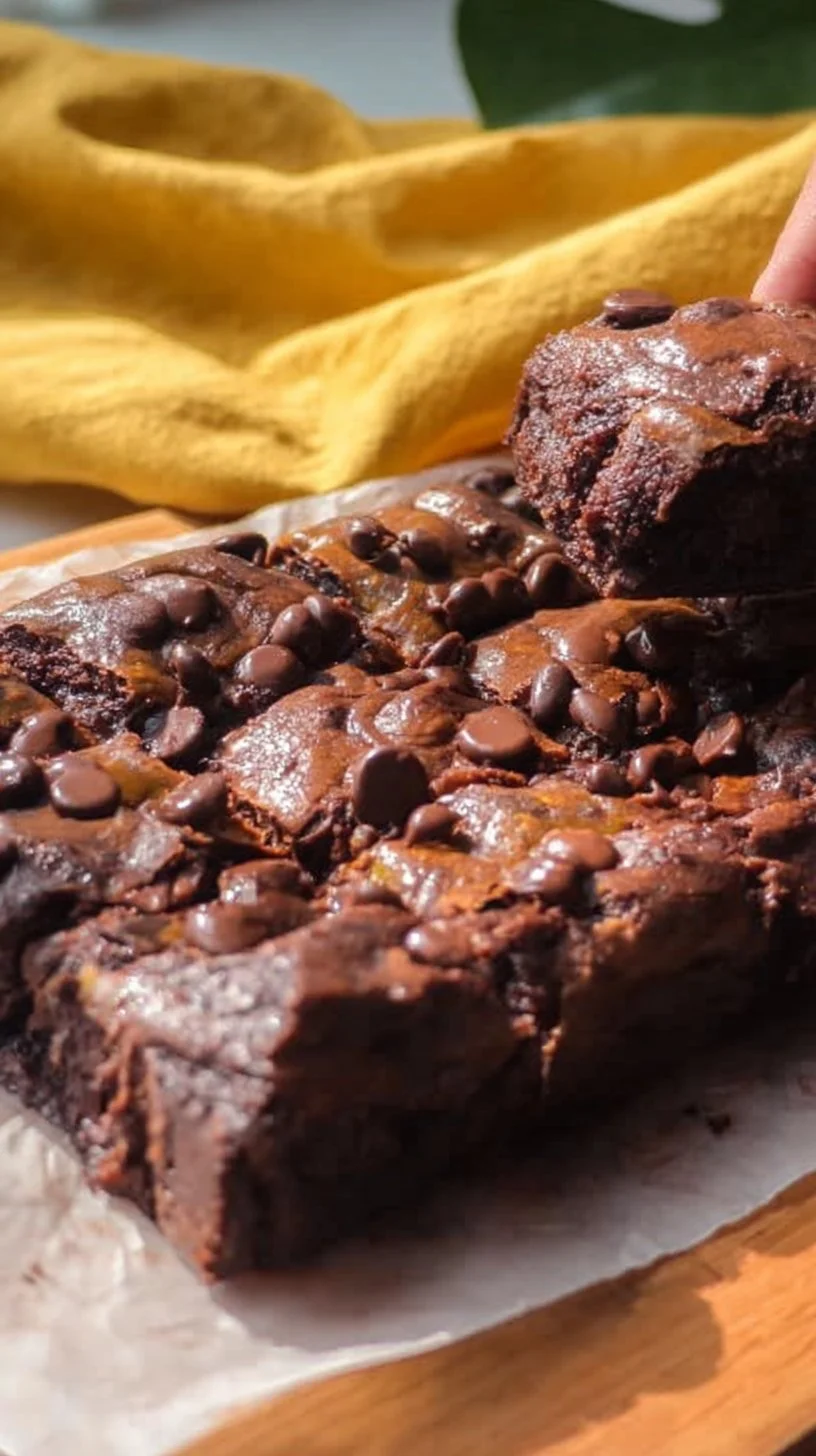 Healthy banana brownies made with ripe bananas and nutritious ingredients