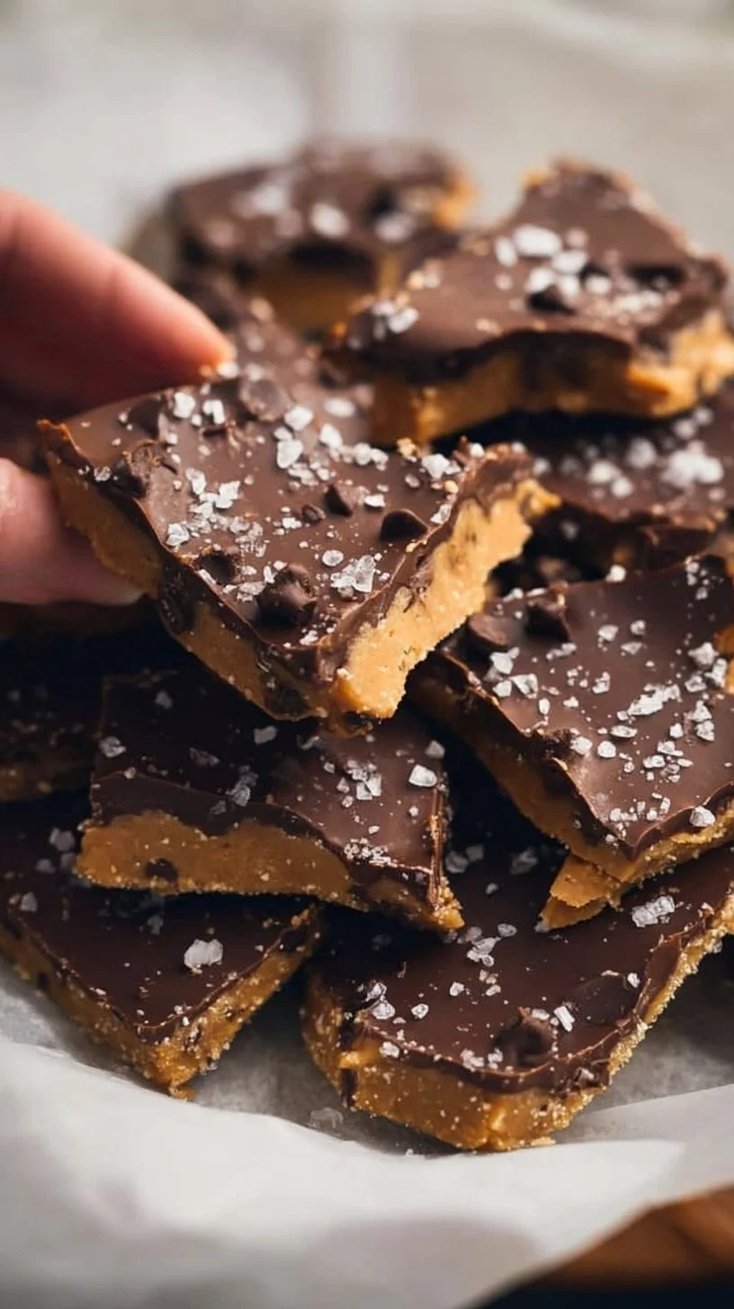 Healthy cookie dough bark dessert made with nutritious ingredients