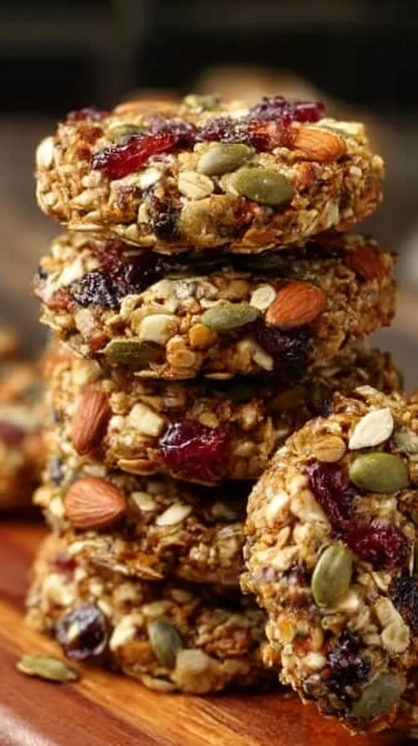 Healthy nut and seed energy cookies, perfect for a nutritious snack.