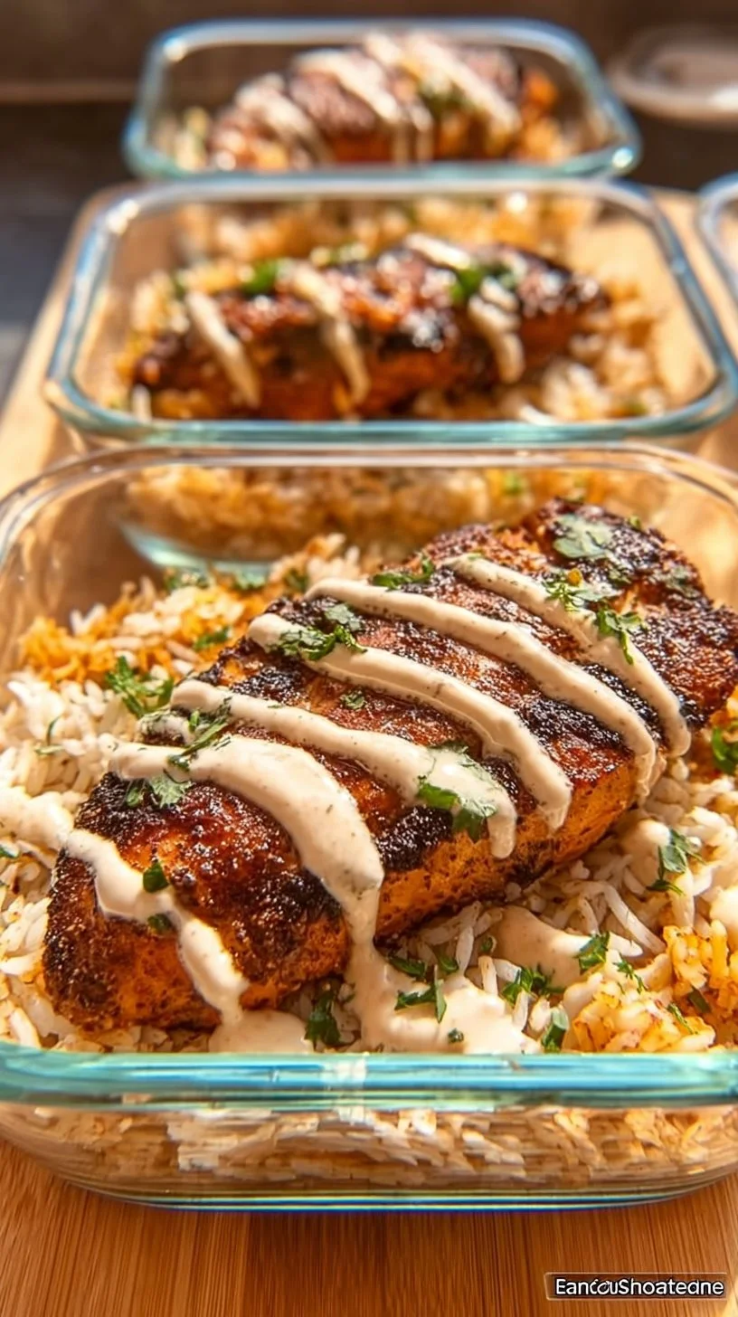 Creamy Cajun chicken and rice dish garnished with herbs in a bowl