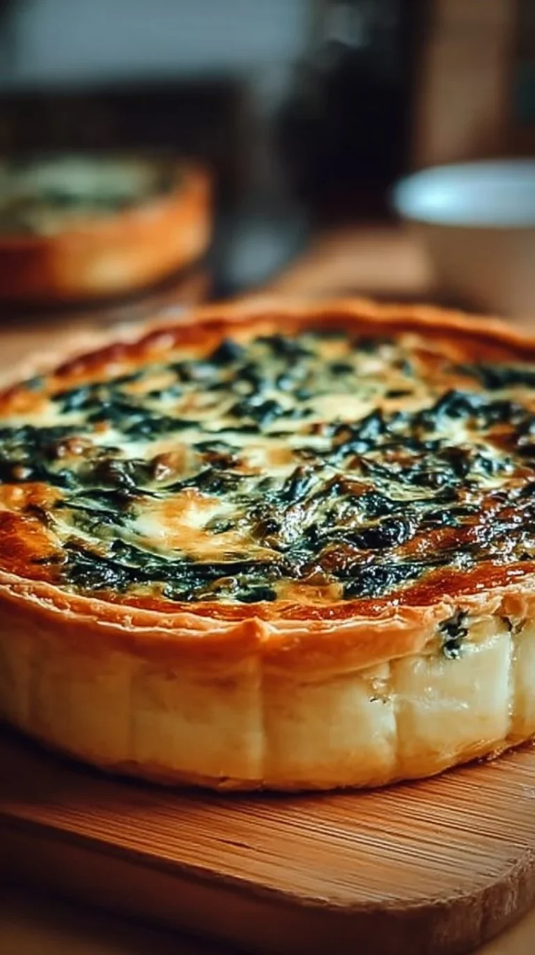 Creamy cottage cheese and spinach crustless quiche served on a plate