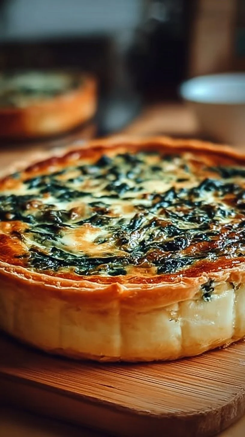 Creamy cottage cheese and spinach crustless quiche served on a plate