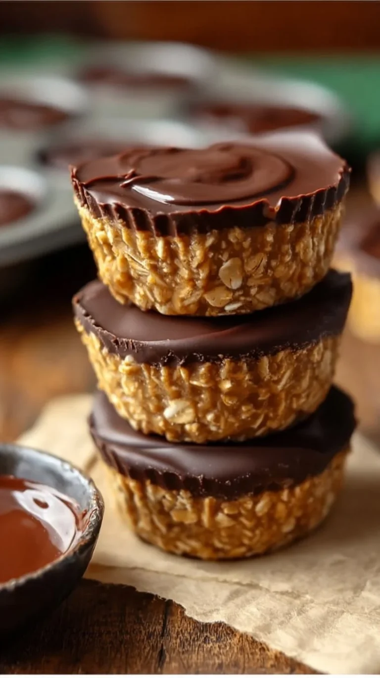 Peanut Butter Oat Cups stacked on a white plate