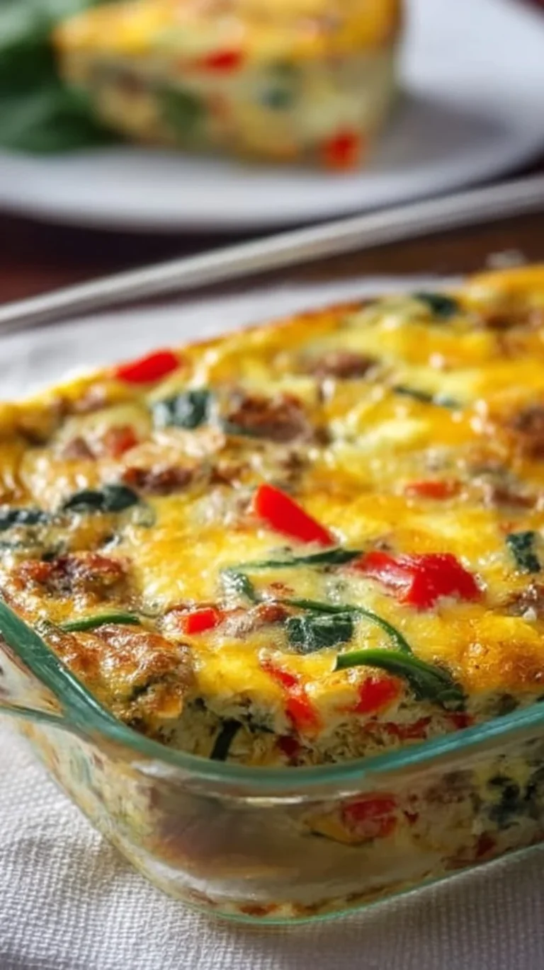 Whole30 breakfast casserole with sausage and eggs
