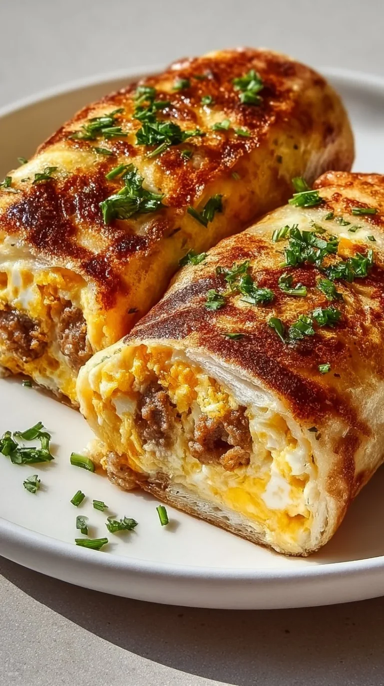 Sausage egg and cheese breakfast roll-ups served on a plate