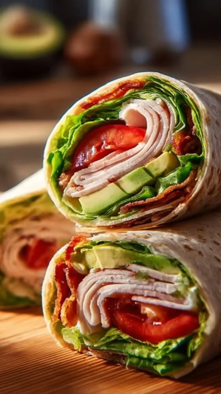 Delicious Turkey Avocado Club Wrap ready to enjoy for a quick lunch