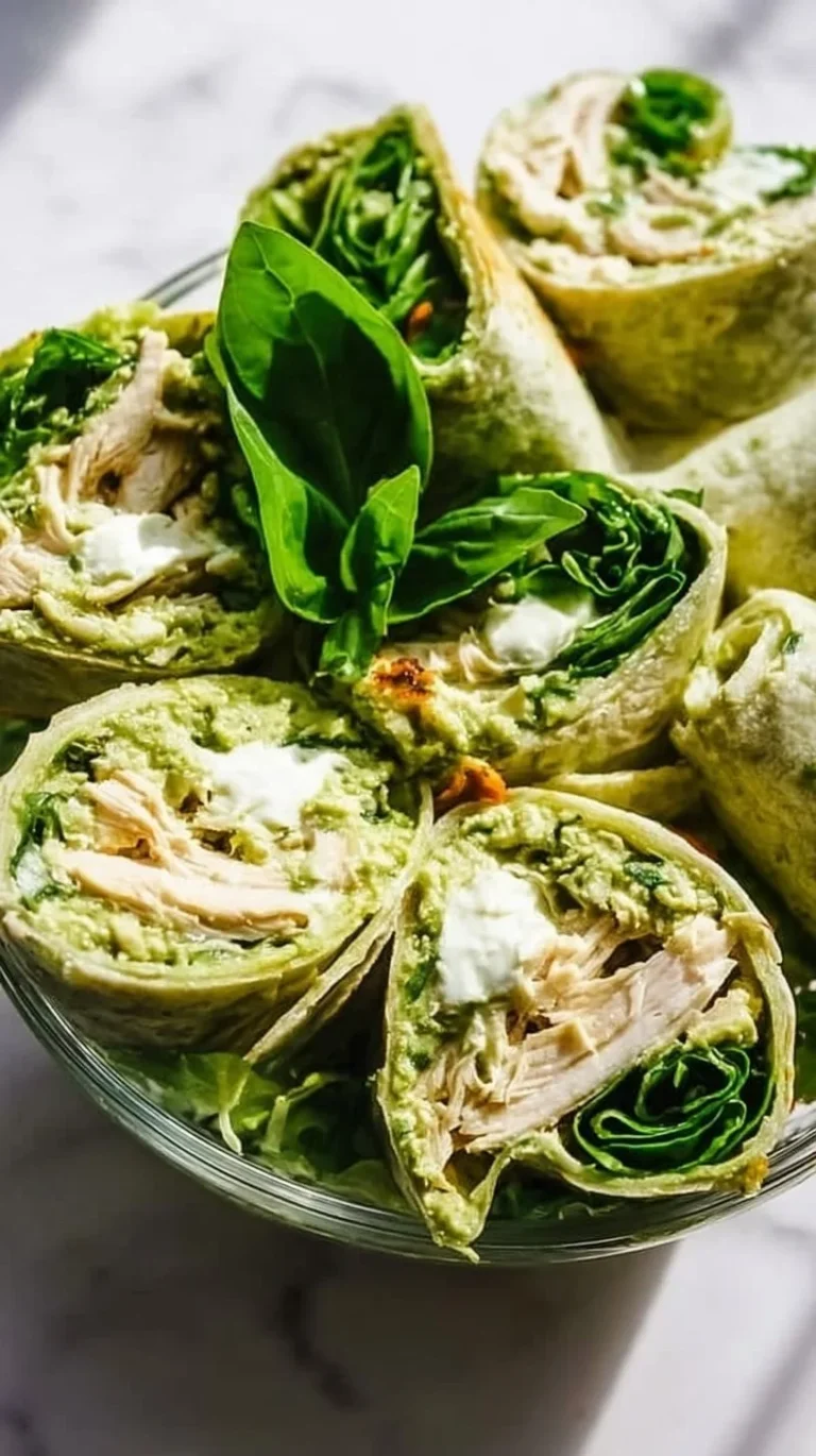 Bowl of simple pesto chicken salad with fresh ingredients and herbs.
